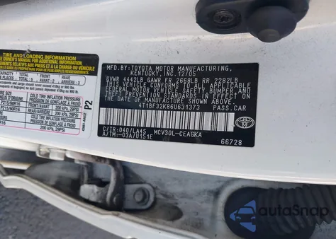 2006 Toyota Camry Xle V6 из США, поврежденный, VIN 4T1BF32K86U631373